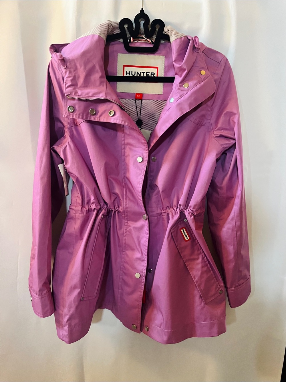 Hunter Adela Womens Rain Jacket S Mystic Peony Hooded Waterproof Coat NWT